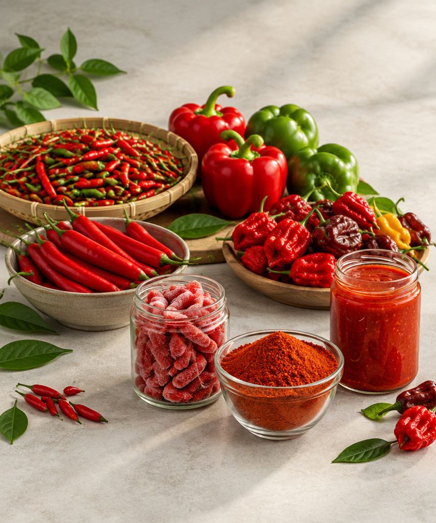Ớt chế biến: bột ớt, ớt đông lạnh, sốt ớt